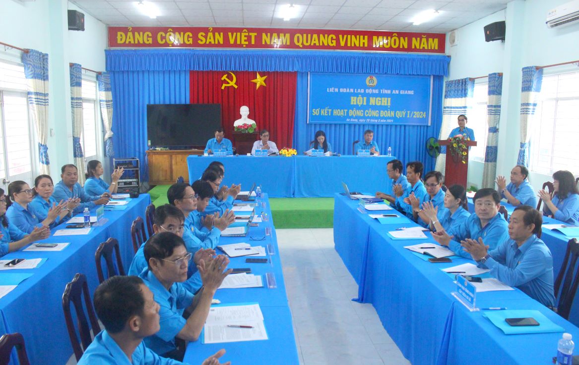 Quang cảnh Hội nghị sơ kết hoạt động Công đoàn Quý I.2024 của LĐLĐ tỉnh An Giang. Ảnh: Lâm Điền