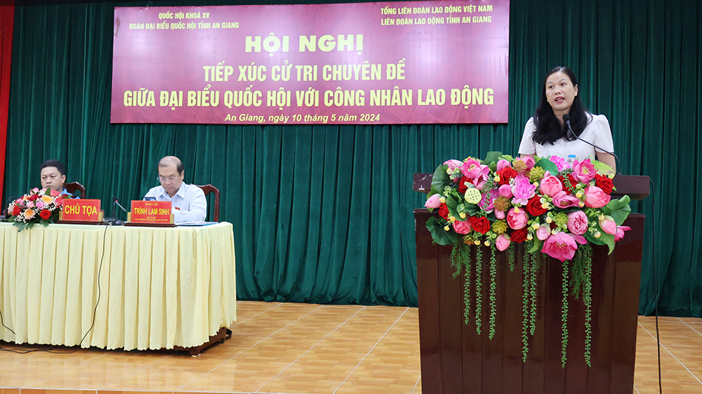 Vào ngày 10/10/2024, Đoàn đại biểu Quốc hội tỉnh An Giang tiếp xúc cử tri là công nhân lao động trước Kỳ họp thứ 8, Quốc hội khóa XV